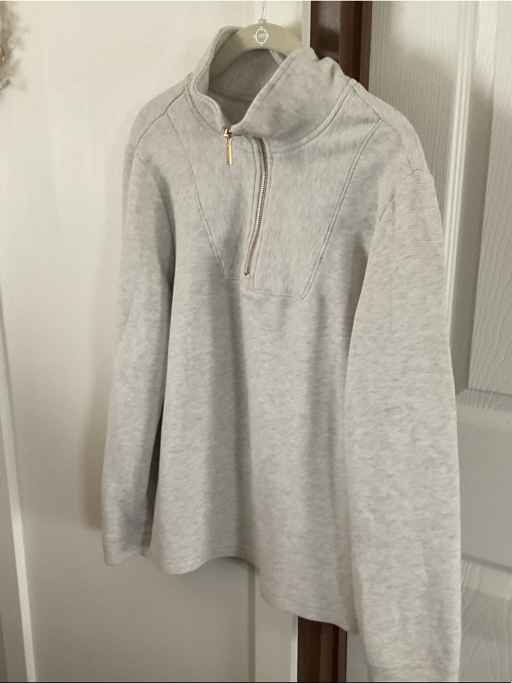 croft & barrow Heather Light Gray Quarter‑Zip Pullover